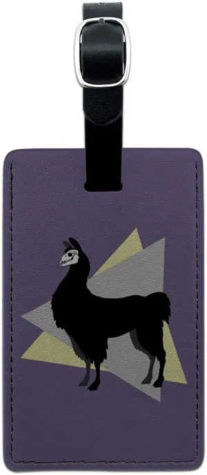 Gothic Llama Rectangle Leather Luggage Card Suitcase Carry-On ID Tag