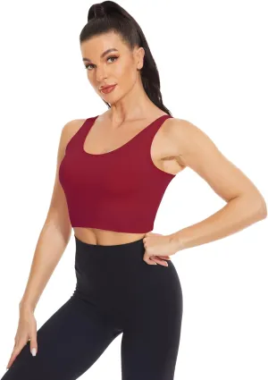 H HIAMIGOS 3 Pieces Crop Tops with Built in Bras Workout Tank Tops Longline Sports Bra Packs for Women