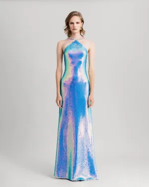 Halter-Neck Slim-Cut Dress