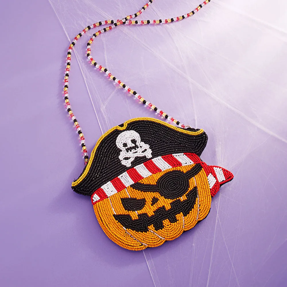 iLLASPARKZ Halloween Pirate Pumpkin Beaded Mini Crossbody Bag