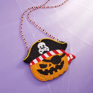 iLLASPARKZ Halloween Pirate Pumpkin Beaded Mini Crossbody Bag