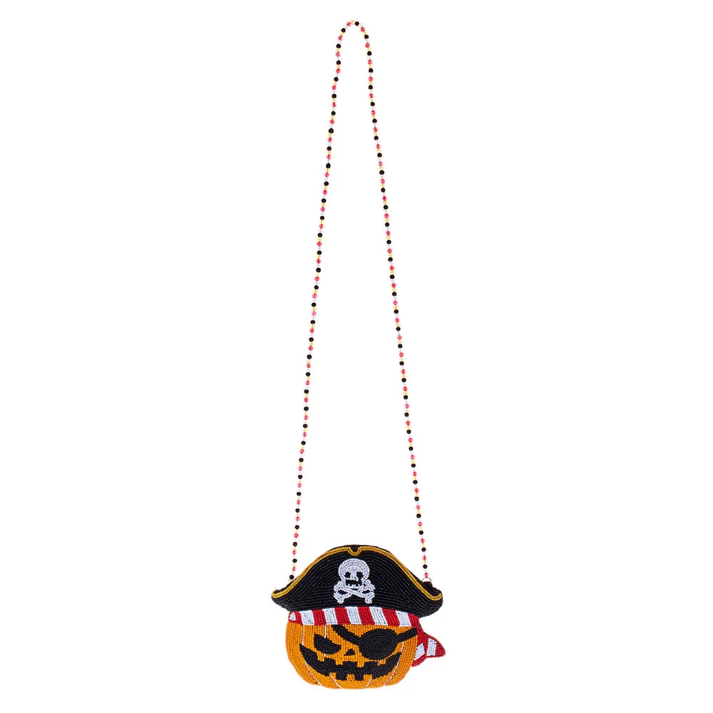 iLLASPARKZ Halloween Pirate Pumpkin Beaded Mini Crossbody Bag