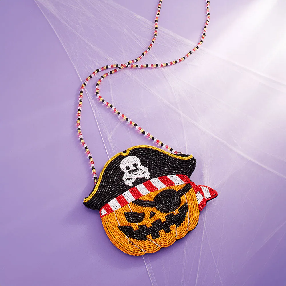 iLLASPARKZ Halloween Pirate Pumpkin Beaded Mini Crossbody Bag