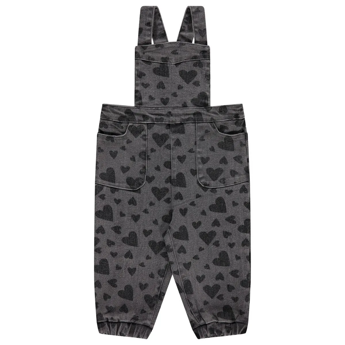 Jaybee Grey Denim Heart Overalls