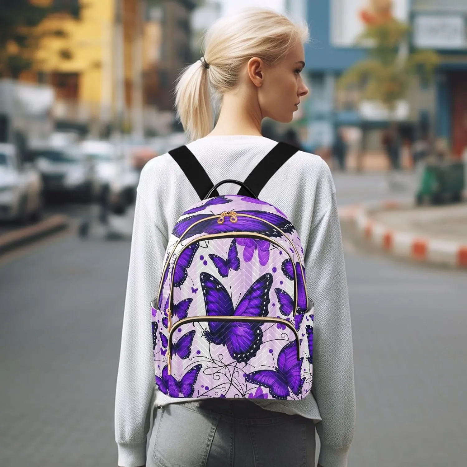 Joisal Butterflies Purple Small Lightweight Backpack for Women Anti Theft Laptop Backpack for Men Medium Backpack for Men Travel Carry on