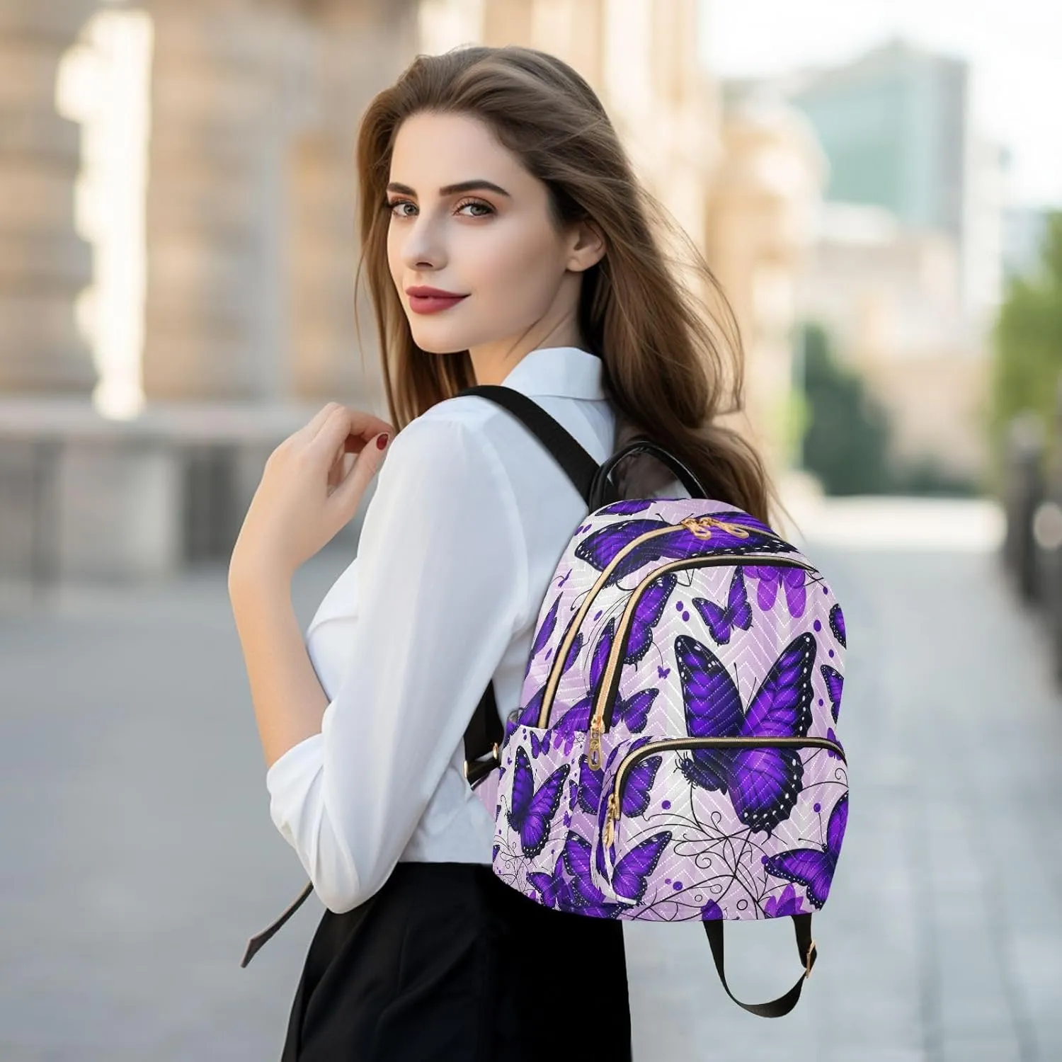 Joisal Butterflies Purple Small Lightweight Backpack for Women Anti Theft Laptop Backpack for Men Medium Backpack for Men Travel Carry on