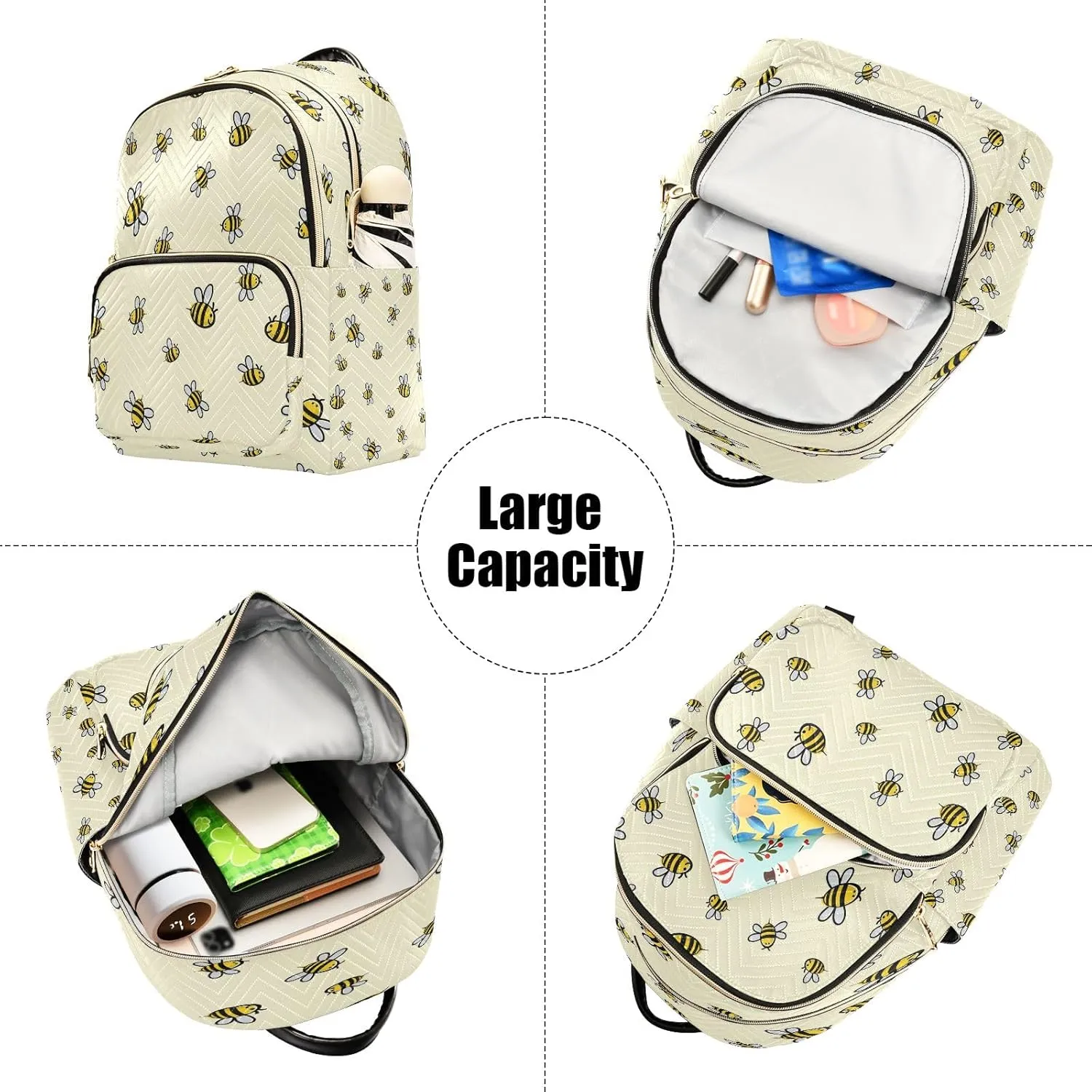 Joisal Cute Bee Casual Backpack for Women Anti Theft Travel Backpack Purse for Women Medium Computer Backpack