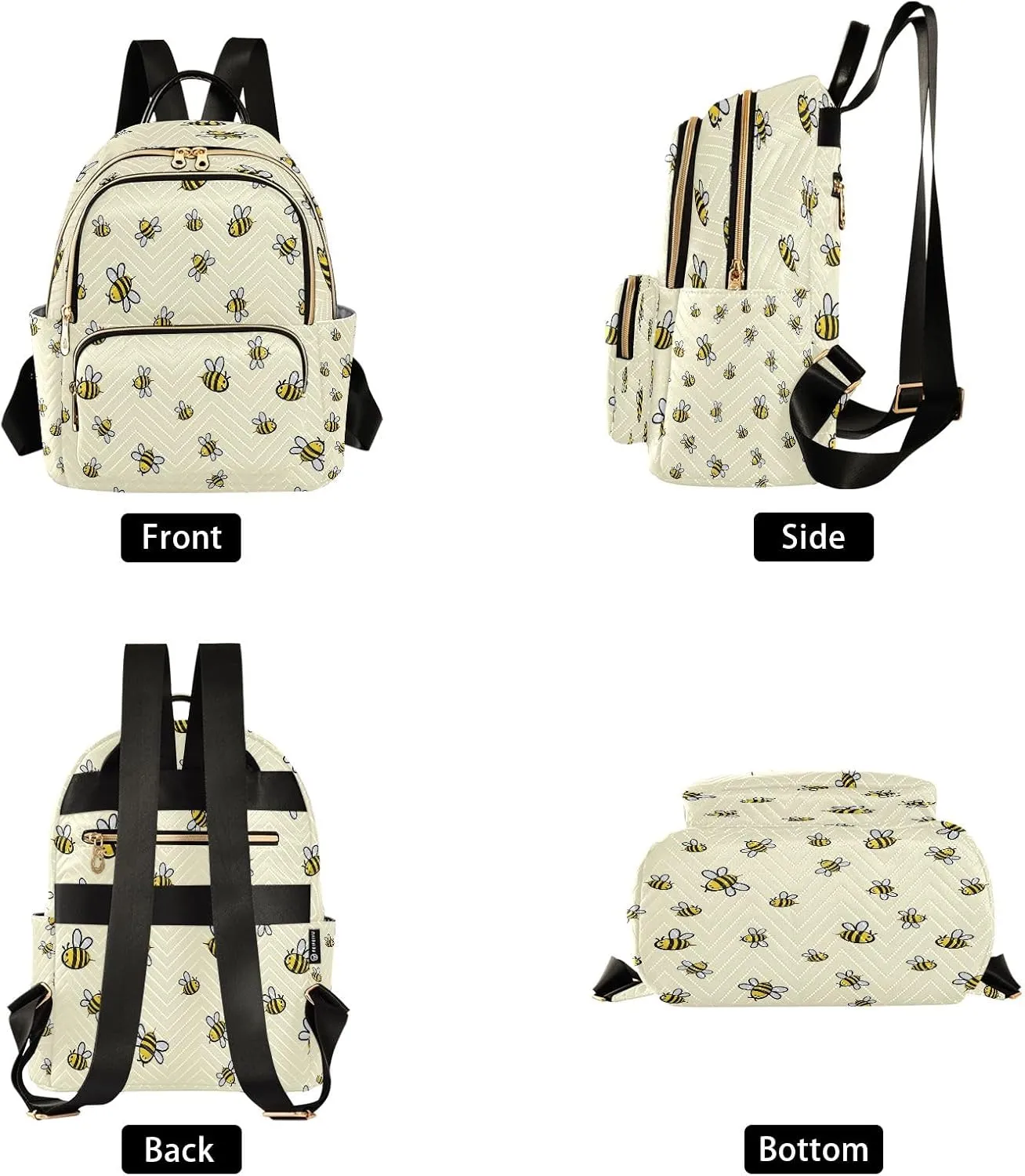 Joisal Cute Bee Casual Backpack for Women Anti Theft Travel Backpack Purse for Women Medium Computer Backpack