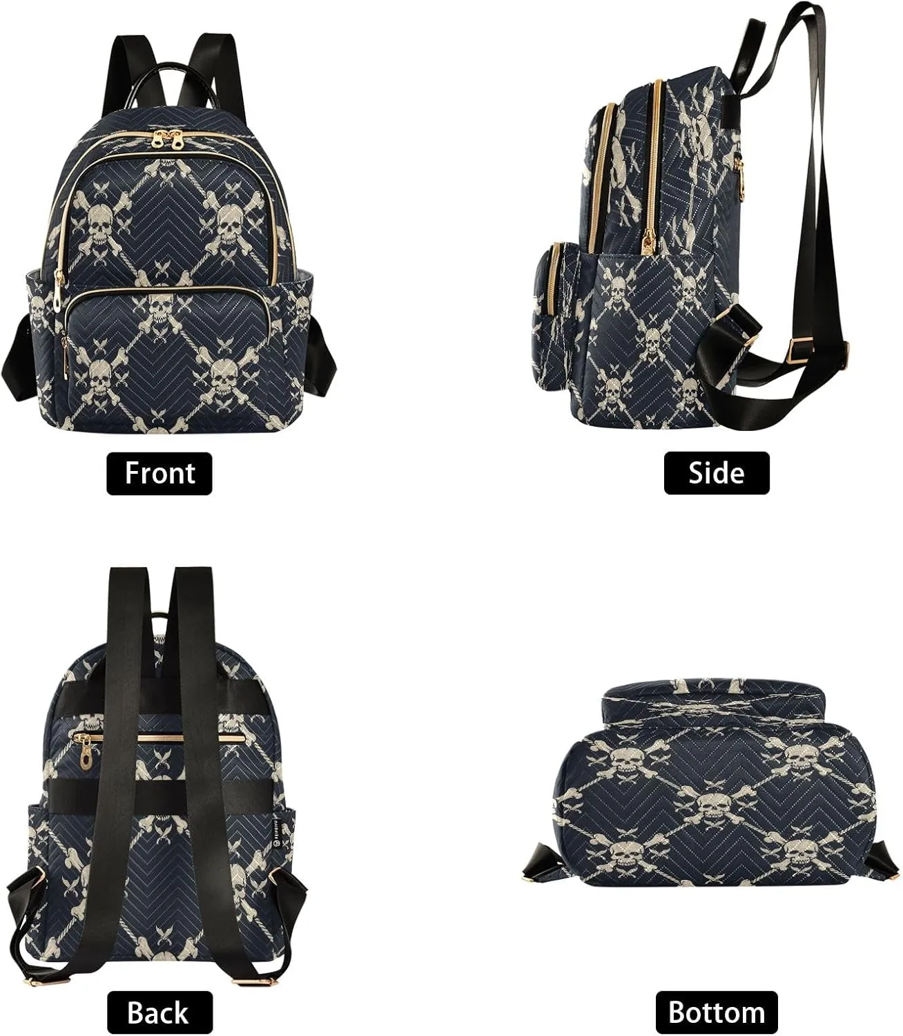 Joisal Pirate Skulls Anti Theft Mini Backpack Work Backpack Woman, Carryon Backpack Medium