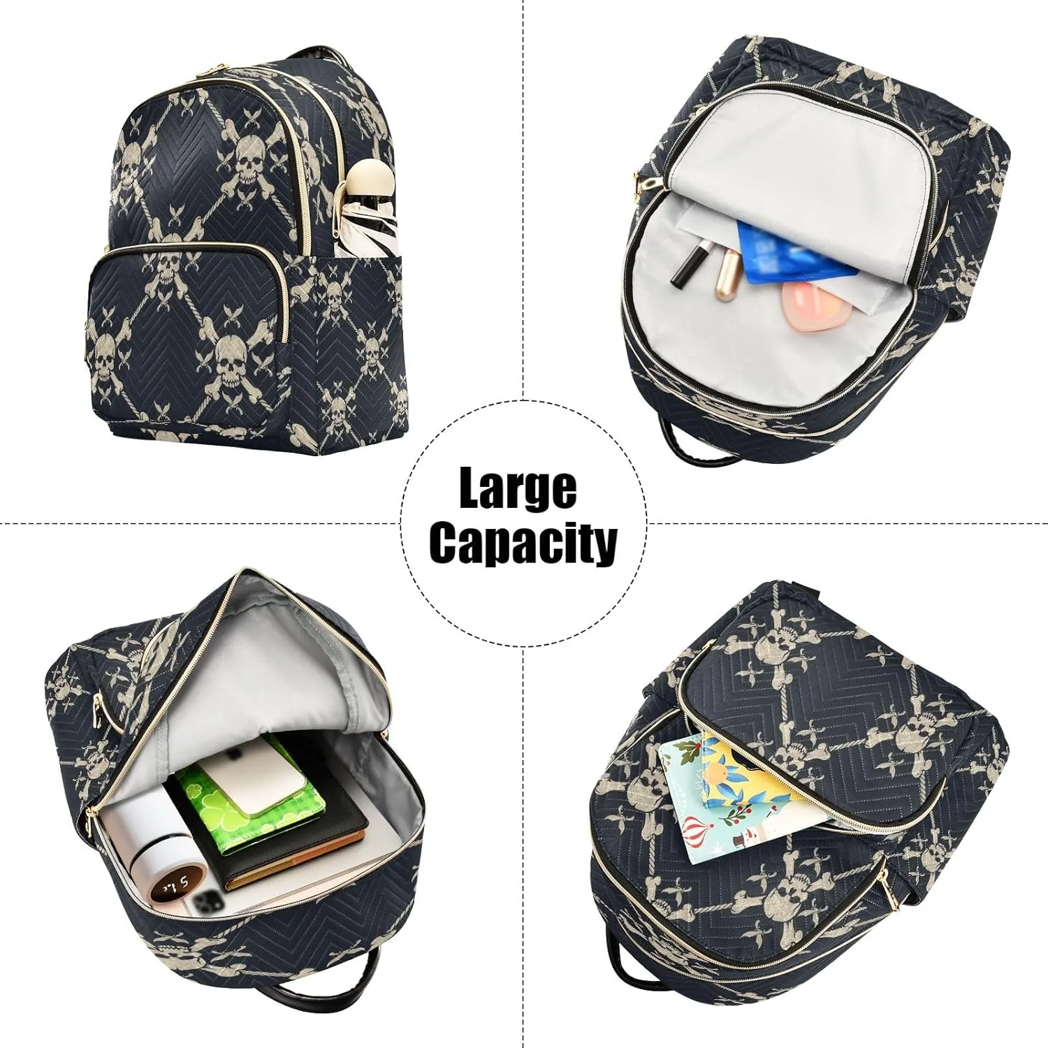 Joisal Pirate Skulls Anti Theft Mini Backpack Work Backpack Woman, Carryon Backpack Medium