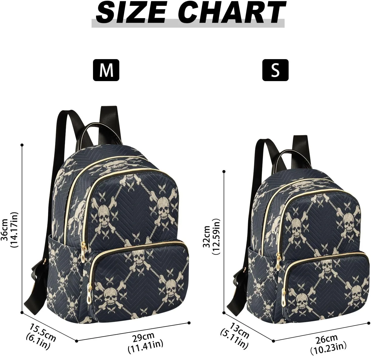 Joisal Pirate Skulls Anti Theft Mini Backpack Work Backpack Woman, Carryon Backpack Medium