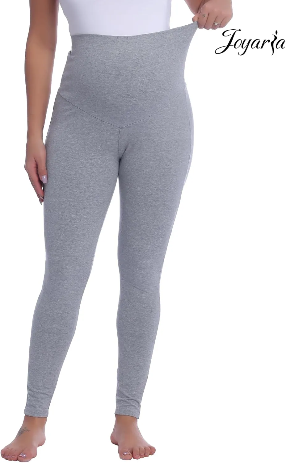Joyaria Maternity Leggings Over The Belly Cotton Pregnancy Tight Pants Stretchy Comfy Yoga Workout Activewear S-XXL