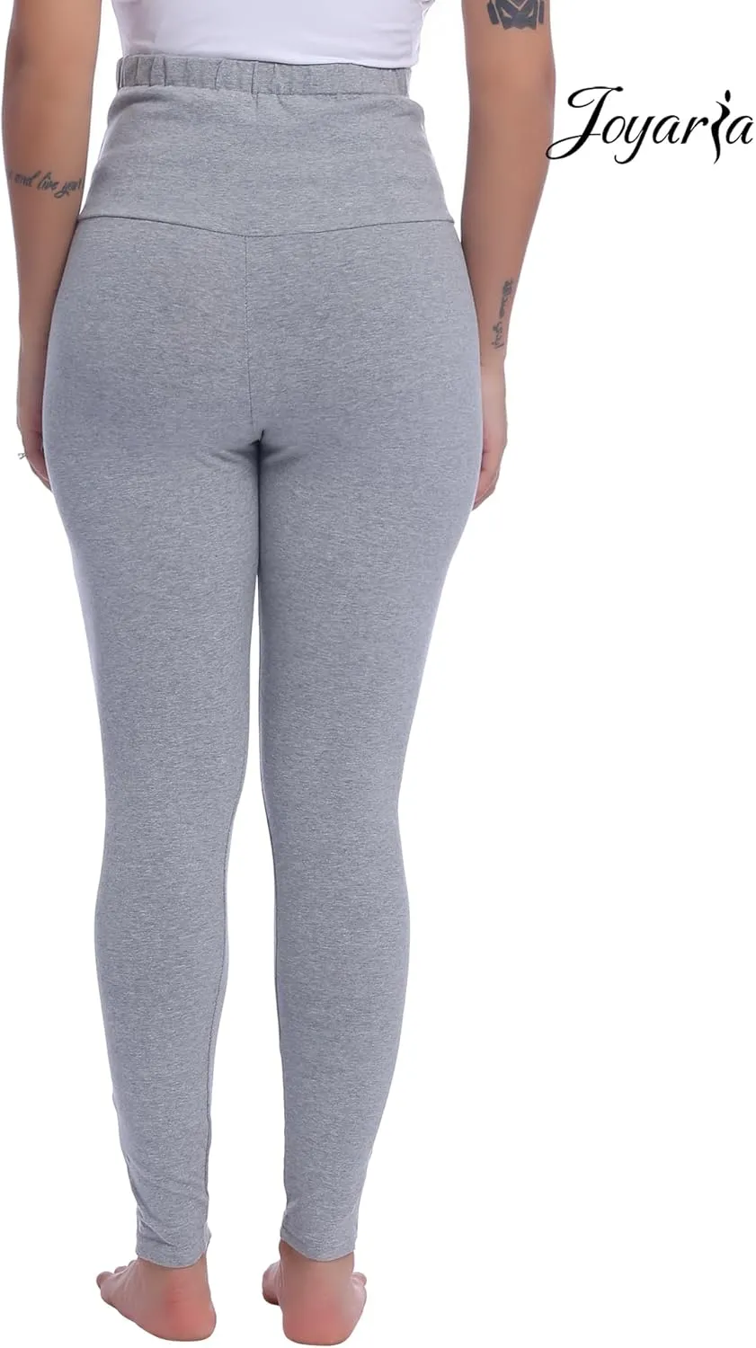 Joyaria Maternity Leggings Over The Belly Cotton Pregnancy Tight Pants Stretchy Comfy Yoga Workout Activewear S-XXL