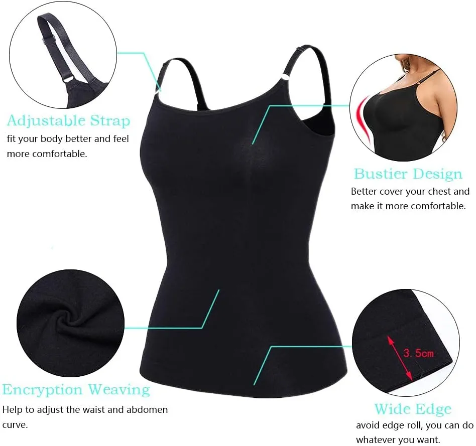 JOYSHAPER Shapewear Camisole for Women Tummy Control Shapewear Tank Top with Adjustable Spaghetti Strap Cami Tanks