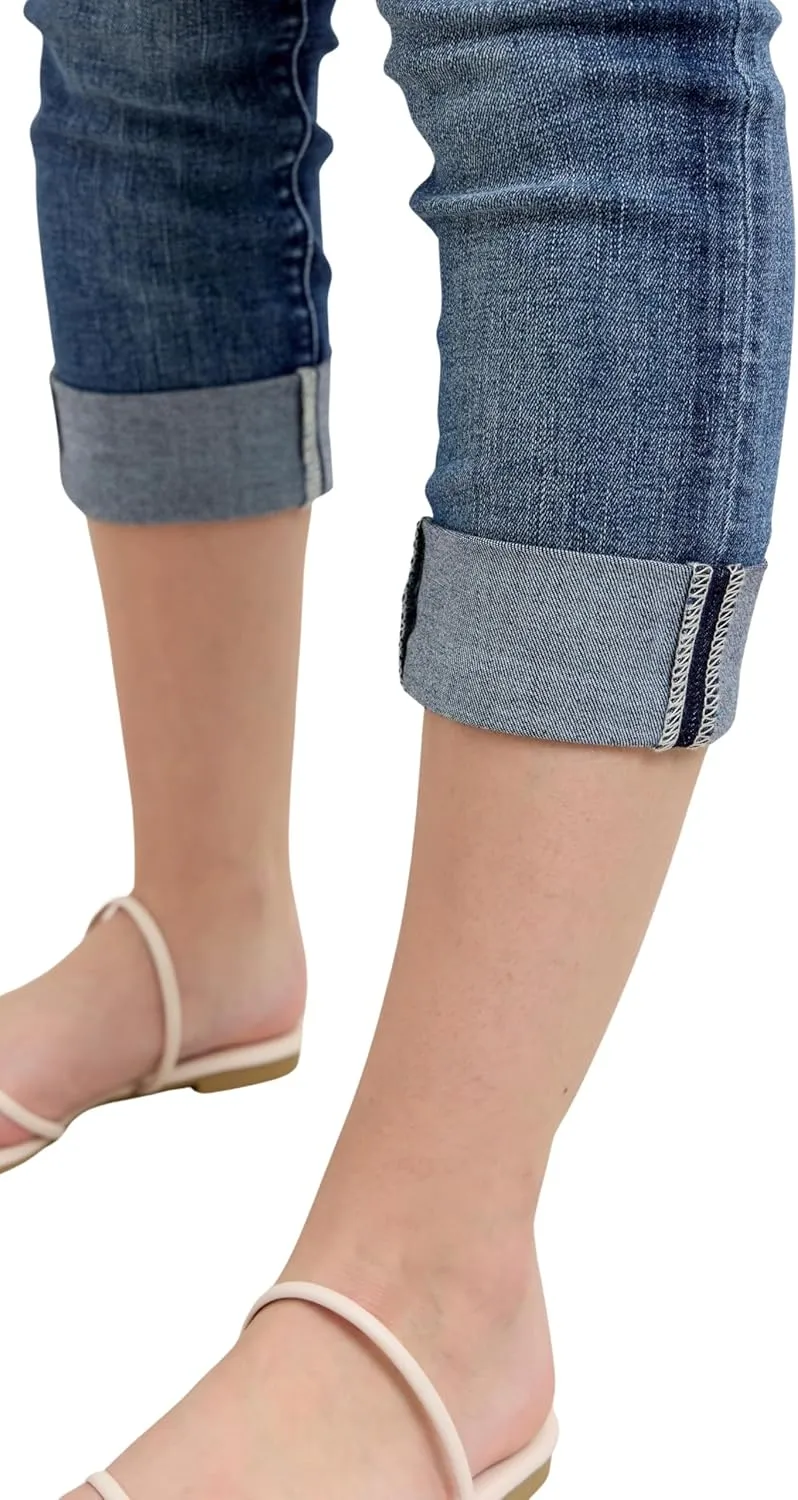 Judy Blue Women's Mid-Rise Cuffed Capri Jeans