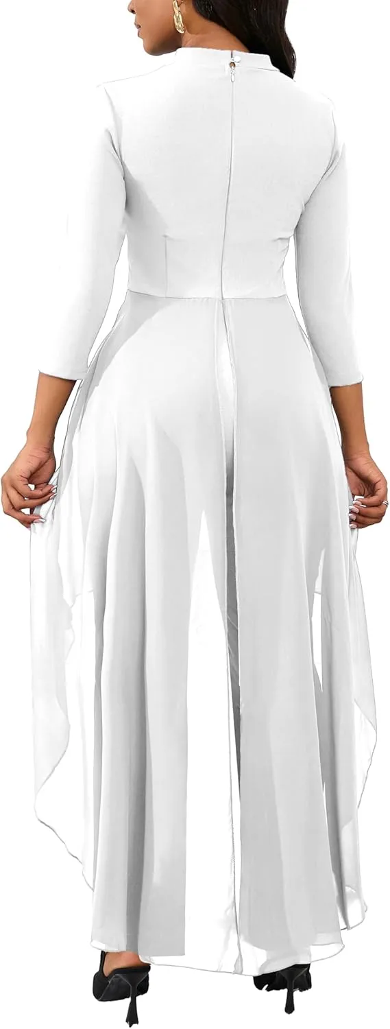 Jumpsuits for Women Dressy Hight Waist One Piece Casual Straight Long Pants Wide Leg Pants Elegant Jumpsuit Romper