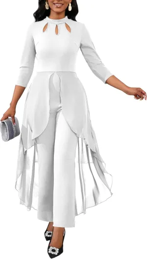 Jumpsuits for Women Dressy Hight Waist One Piece Casual Straight Long Pants Wide Leg Pants Elegant Jumpsuit Romper