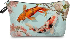 Koi Fish Cosmetic Bag for Women Cute Small Makeup Bag for Purse Travel Toiletry Zipper Pouch for Girls Gift for Sisters Koi Fish Makeup Bag for Her