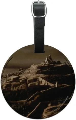 Labyrinth The Goblin City Round Leather Luggage Card Suitcase Carry-On ID Tag