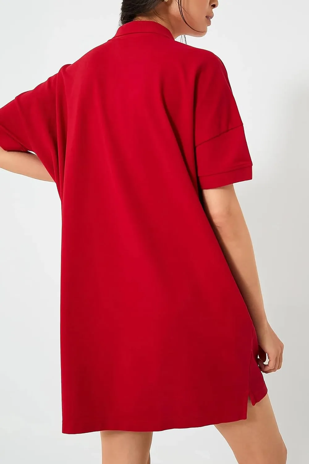 Ladyful Womens Casual Button Down Shirt Dress Polo Oversize Short Sleeve Dress Beach Cover Up Mini Shirts Dress