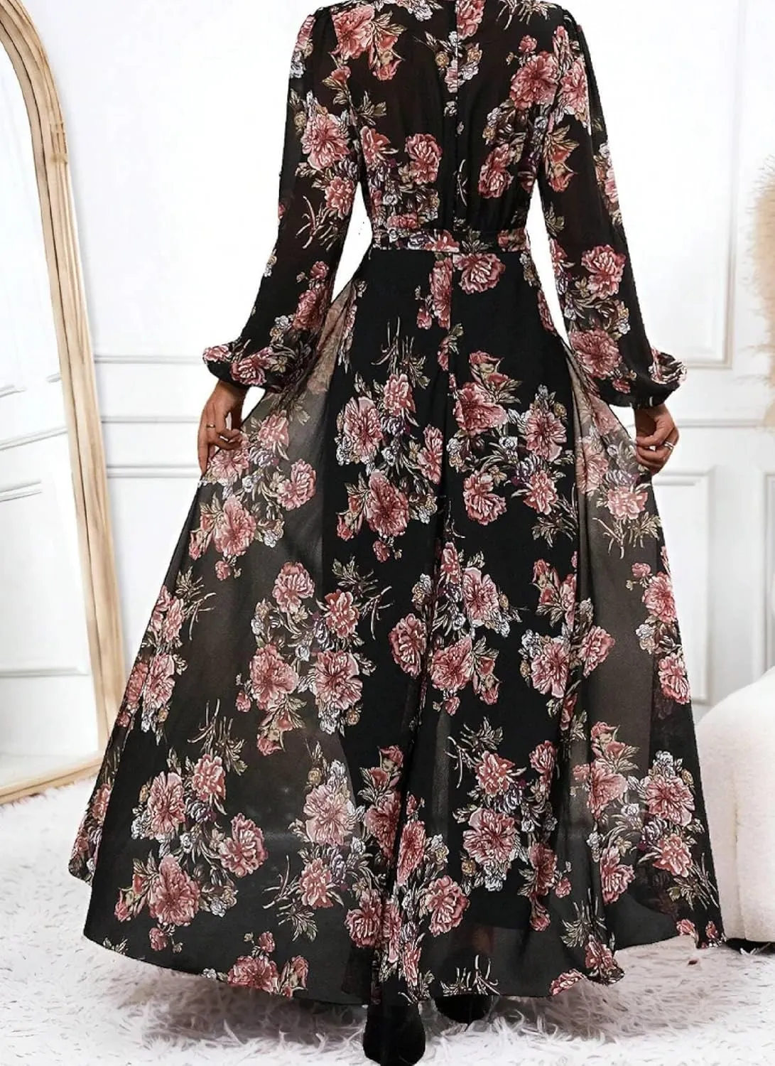 Lantern Long Sleeve Jumpsuit Wrapped V Neck Elegant for Womens Dressy Casual 2025 Spring One Piece Romper Outfits