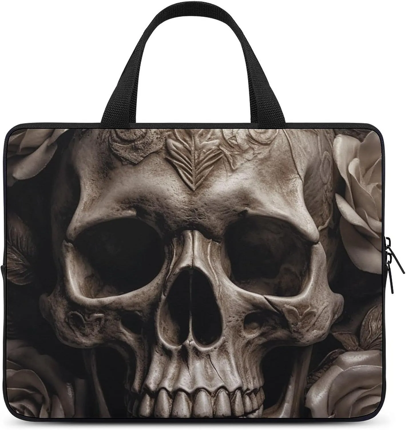 Laptop Bag Leather Rose Skull Computer Bag Laptop Sleeves Casual Briefcase for Women Men Universal 10-17 Inch