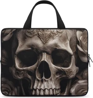 Laptop Bag Leather Rose Skull Computer Bag Laptop Sleeves Casual Briefcase for Women Men Universal 10-17 Inch