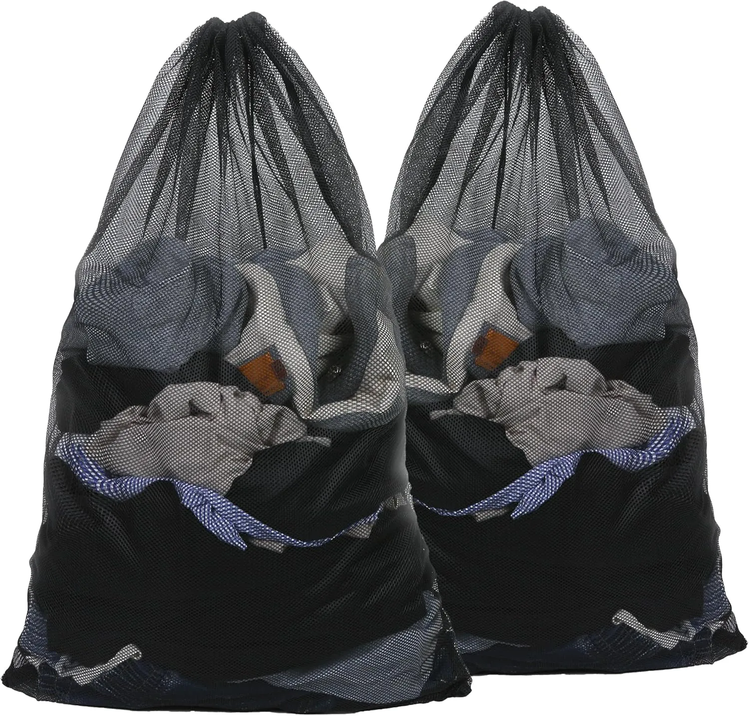 Large Laundry Bag Heavy Duty, Durable Mesh Laundry Bag with Drawstring Closure for Clothes, Camping, Laundromat, Dorm, College, Carrying(24" X 36", 2 Pack, Black)