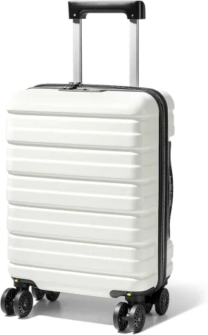 Lekesky 16 Inch Carry On Luggage Airline Approved, Hard Shell Suitcase with TSA Lock, Lightweight Spinner Wheels Durable ABS Compact Carry-On Bag for Travel Weekend Trips Men Women, Beige