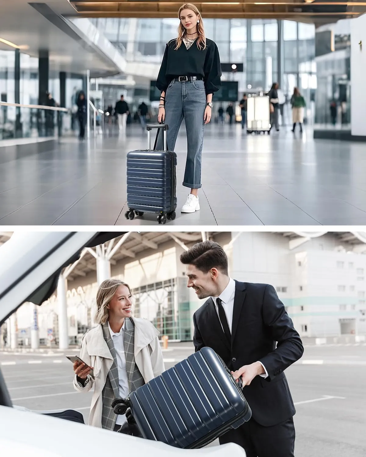 Lekesky 16 Inch Carry On Luggage Airline Approved, Hard Shell Suitcase with TSA Lock, Lightweight Spinner Wheels Durable ABS Compact Carry-On Bag for Travel Weekend Trips Men Women, Blue