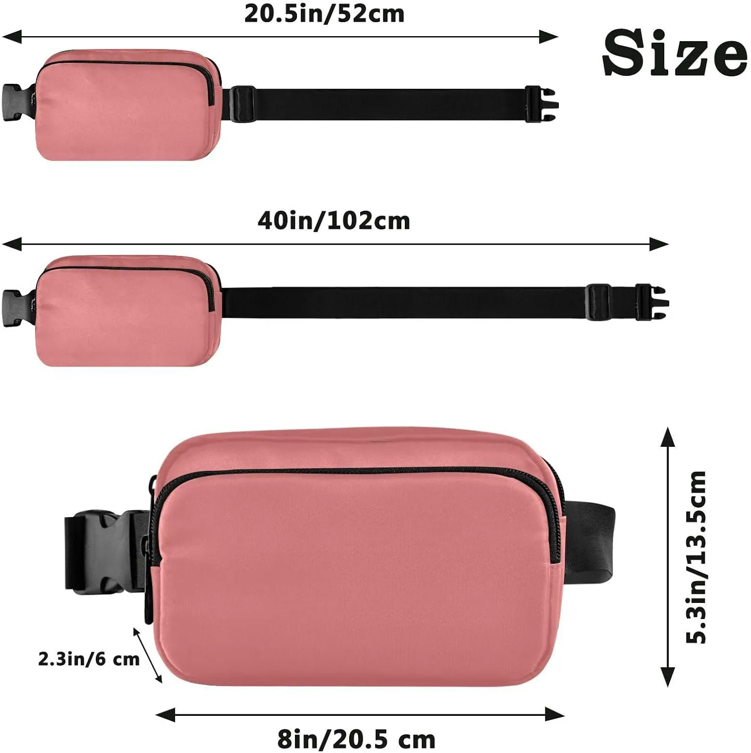 Light Coral Belt Bags Small Waist Pouch Everywhere Belt Bag with Adjustable Strap