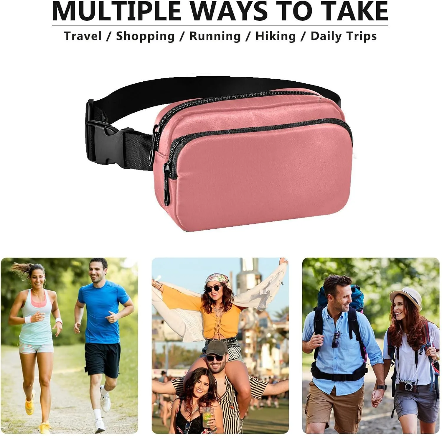 Light Coral Belt Bags Small Waist Pouch Everywhere Belt Bag with Adjustable Strap