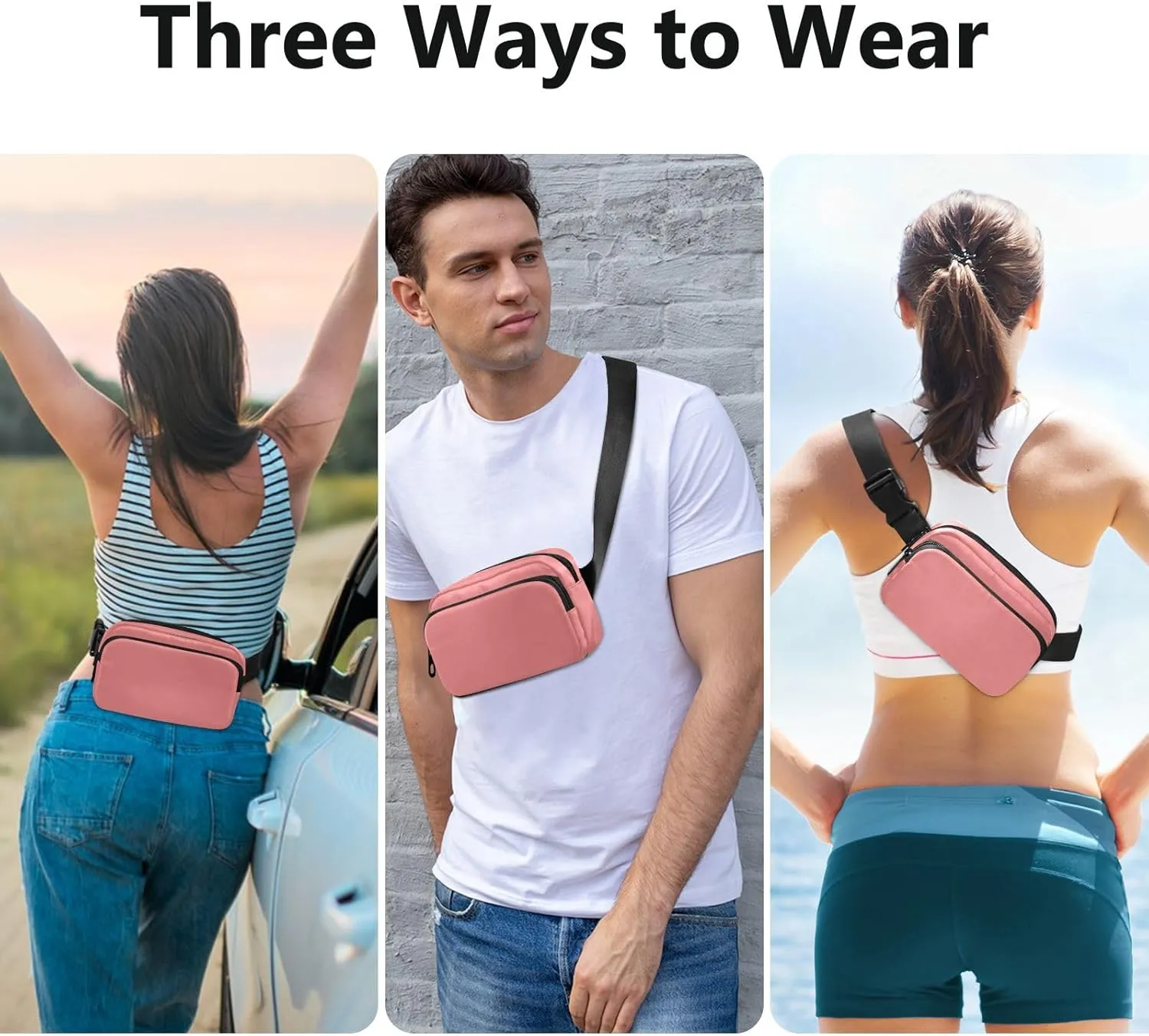 Light Coral Belt Bags Small Waist Pouch Everywhere Belt Bag with Adjustable Strap
