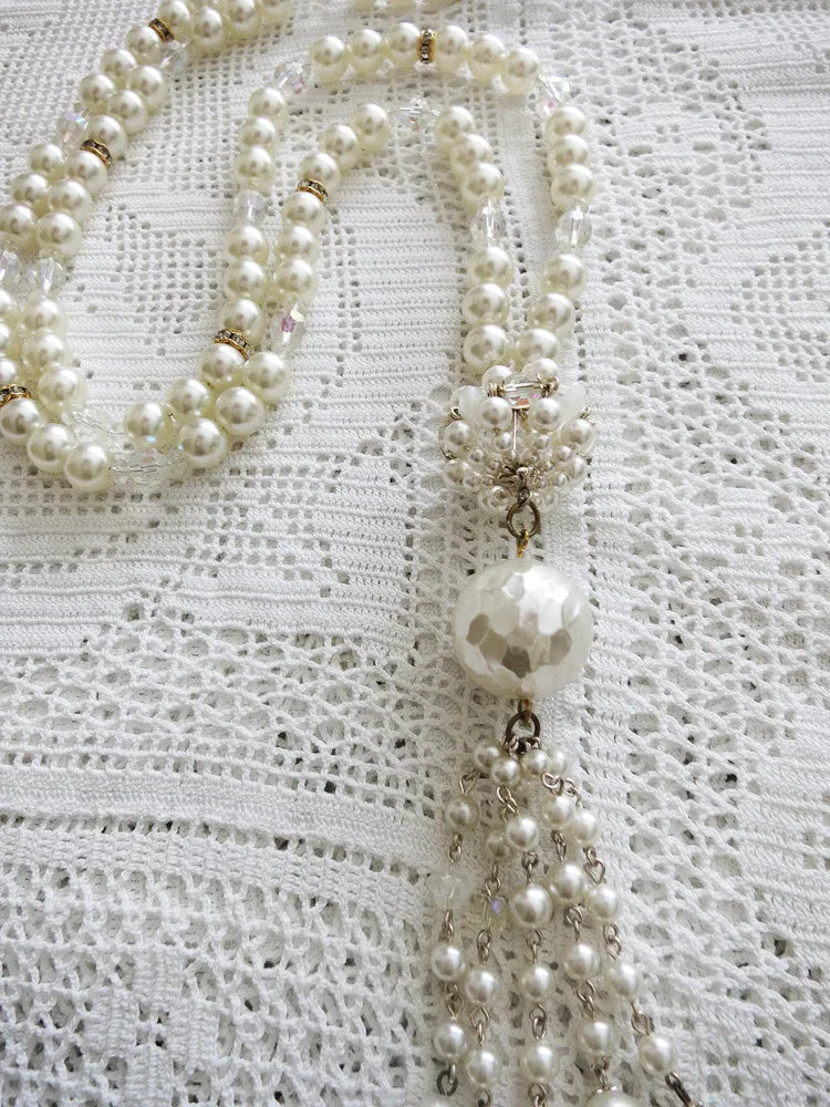 Long Elegant Pearl Necklace