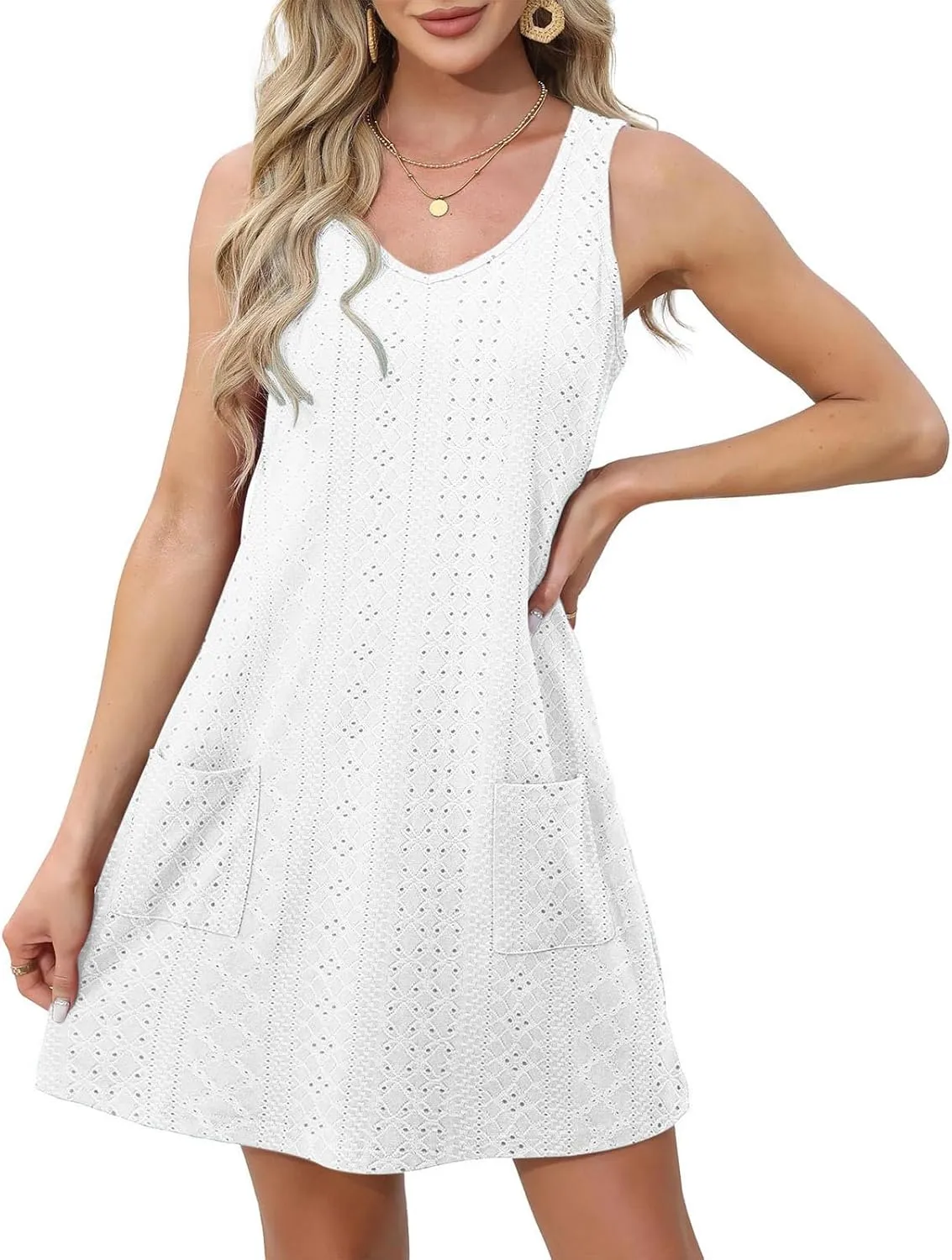LRMQS Summer Dresses for Women 2025 Casual Vacation Beach Cover ups Hawaiian Short Dress Trendy Spring Sleeveless Sundresses
