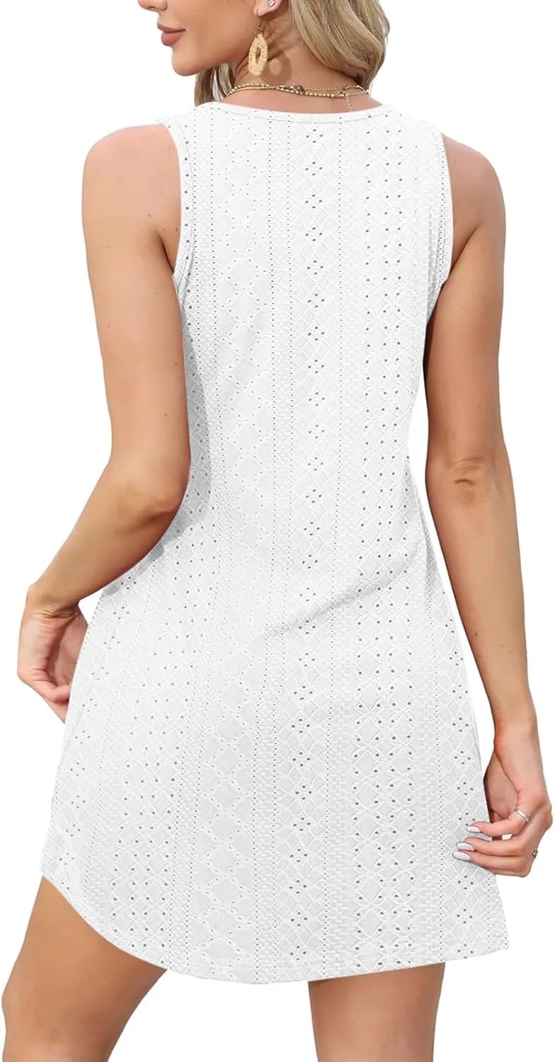 LRMQS Summer Dresses for Women 2025 Casual Vacation Beach Cover ups Hawaiian Short Dress Trendy Spring Sleeveless Sundresses