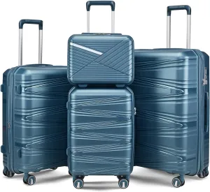 Luggage 4 Piece Sets (14/20/24/28 inches), Hard Shell Carry-On Suitcase with Spinner Wheels, Travel Set for Men & Women