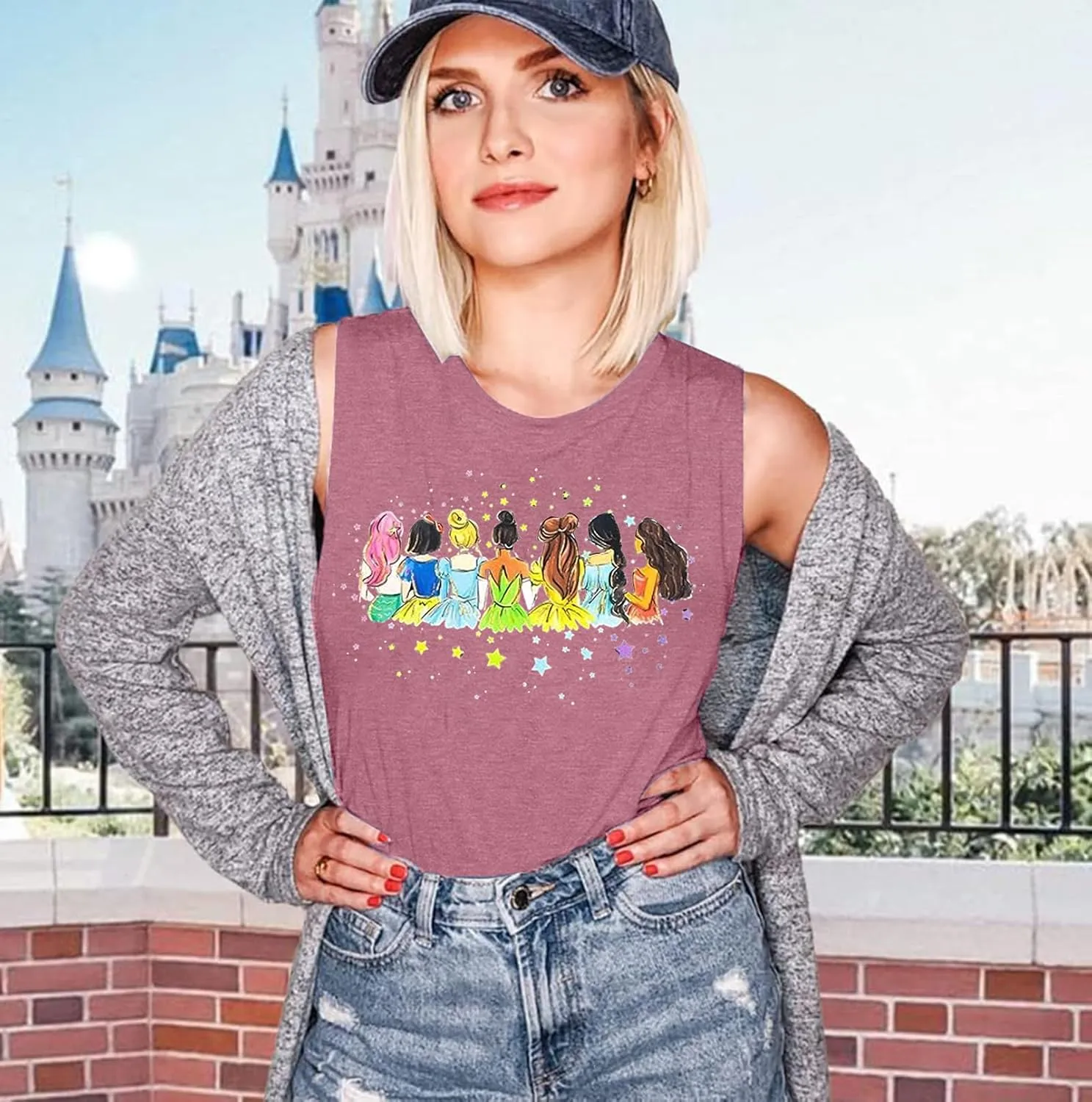 Magical Tank Tops Women: Magic Princess Shirt Cute Magic Kingdom Tshirt Family Vacation Trip Sleeveless Tanks Tops