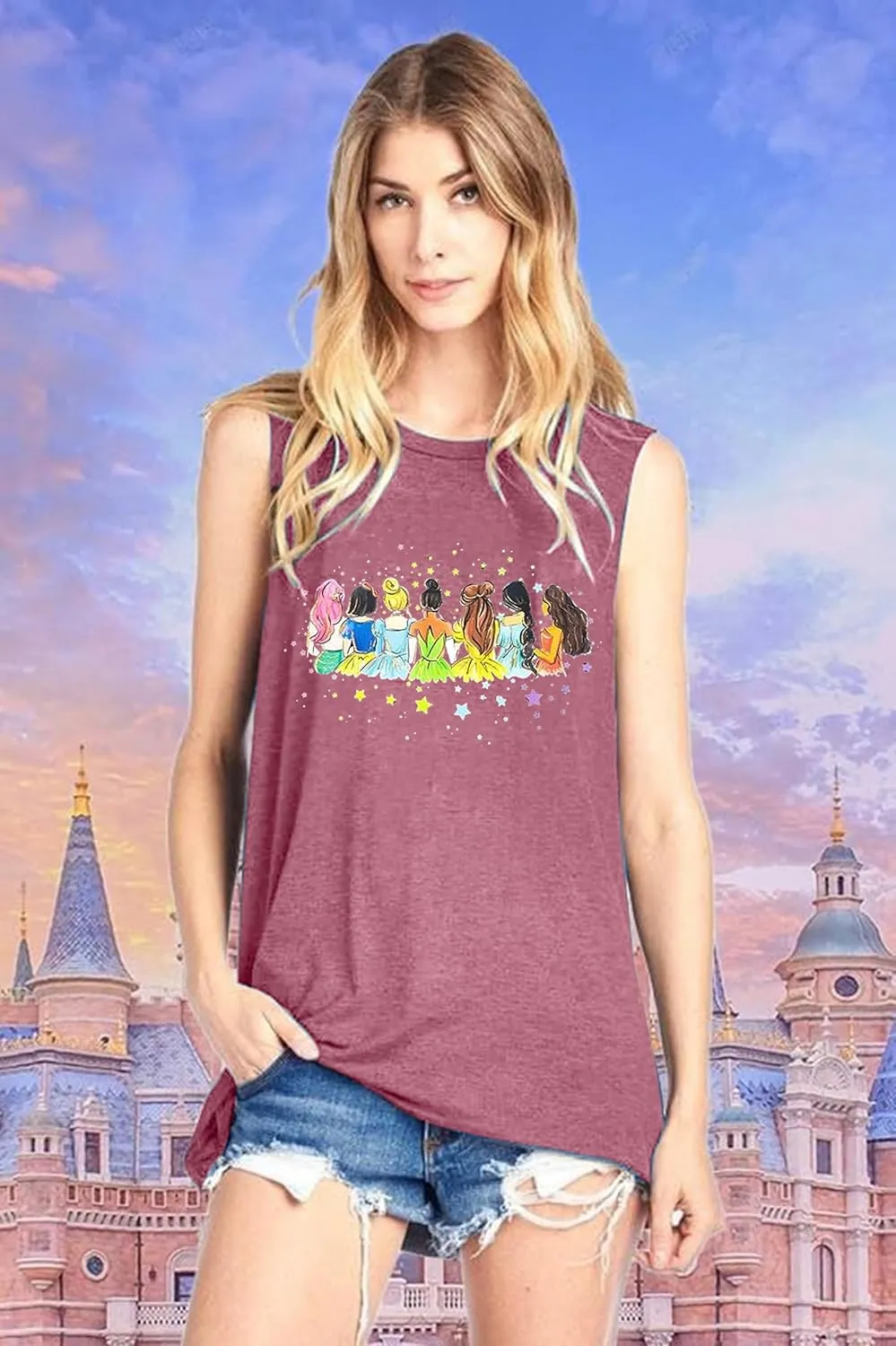 Magical Tank Tops Women: Magic Princess Shirt Cute Magic Kingdom Tshirt Family Vacation Trip Sleeveless Tanks Tops