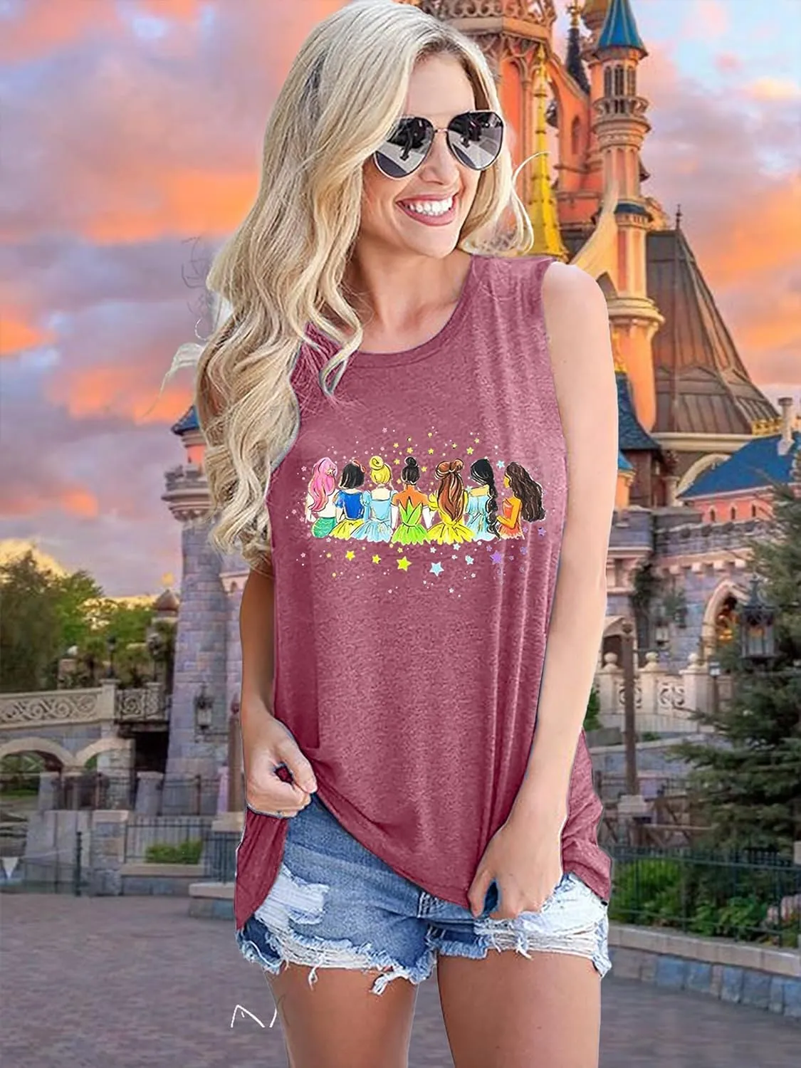 Magical Tank Tops Women: Magic Princess Shirt Cute Magic Kingdom Tshirt Family Vacation Trip Sleeveless Tanks Tops