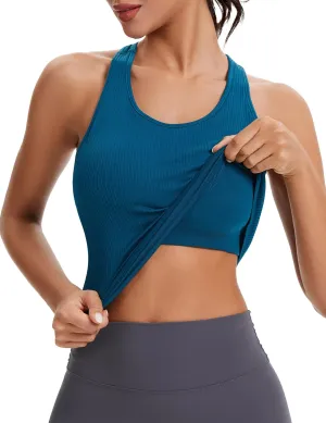 MathCat Seamless Workout Tops for Women with Built in Bra Athletic Tank Tops Yoga Runnning Workout Shirts Slim Fit