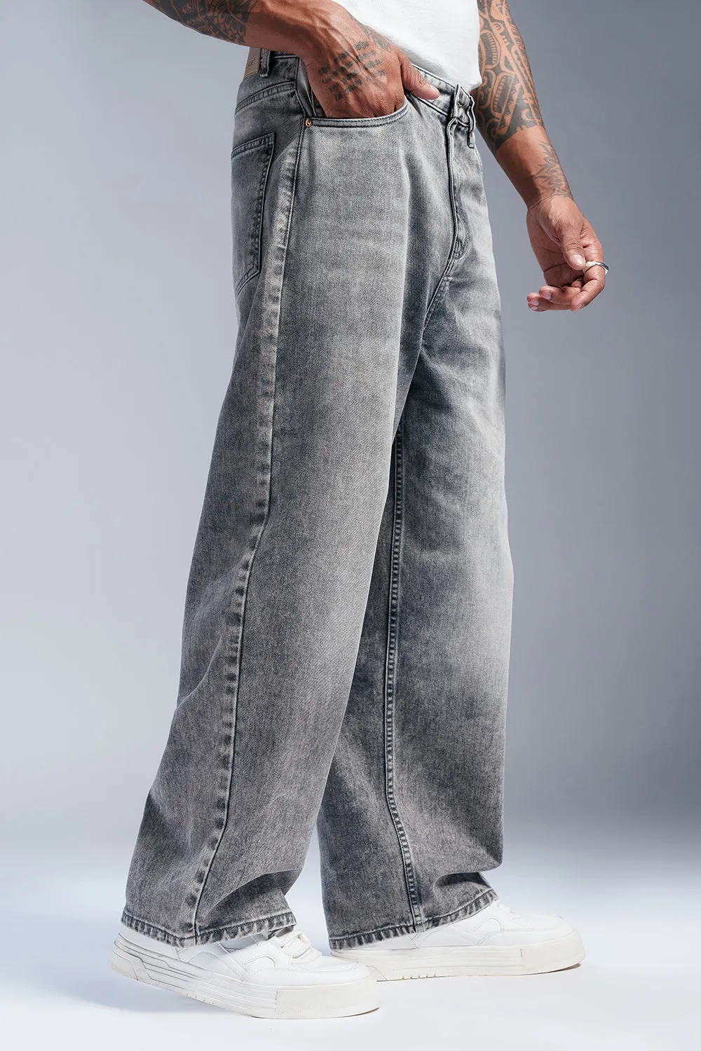 Maverick Grey Men's Baggy Fit Jeans