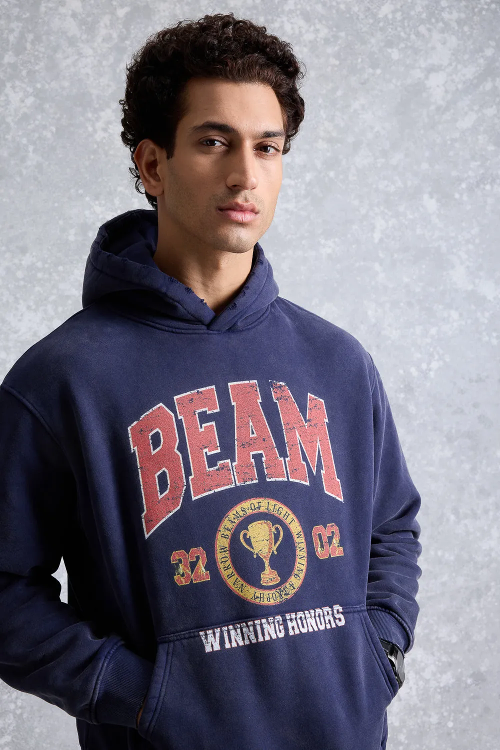 Men's Acid Wash Beam Heavyweight Hoodie