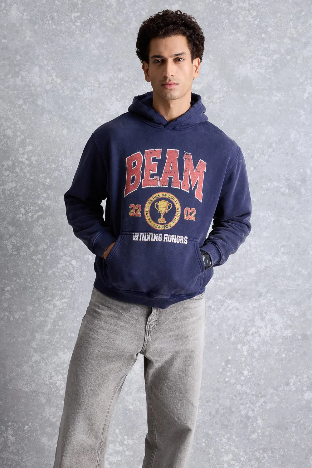 Men's Acid Wash Beam Heavyweight Hoodie