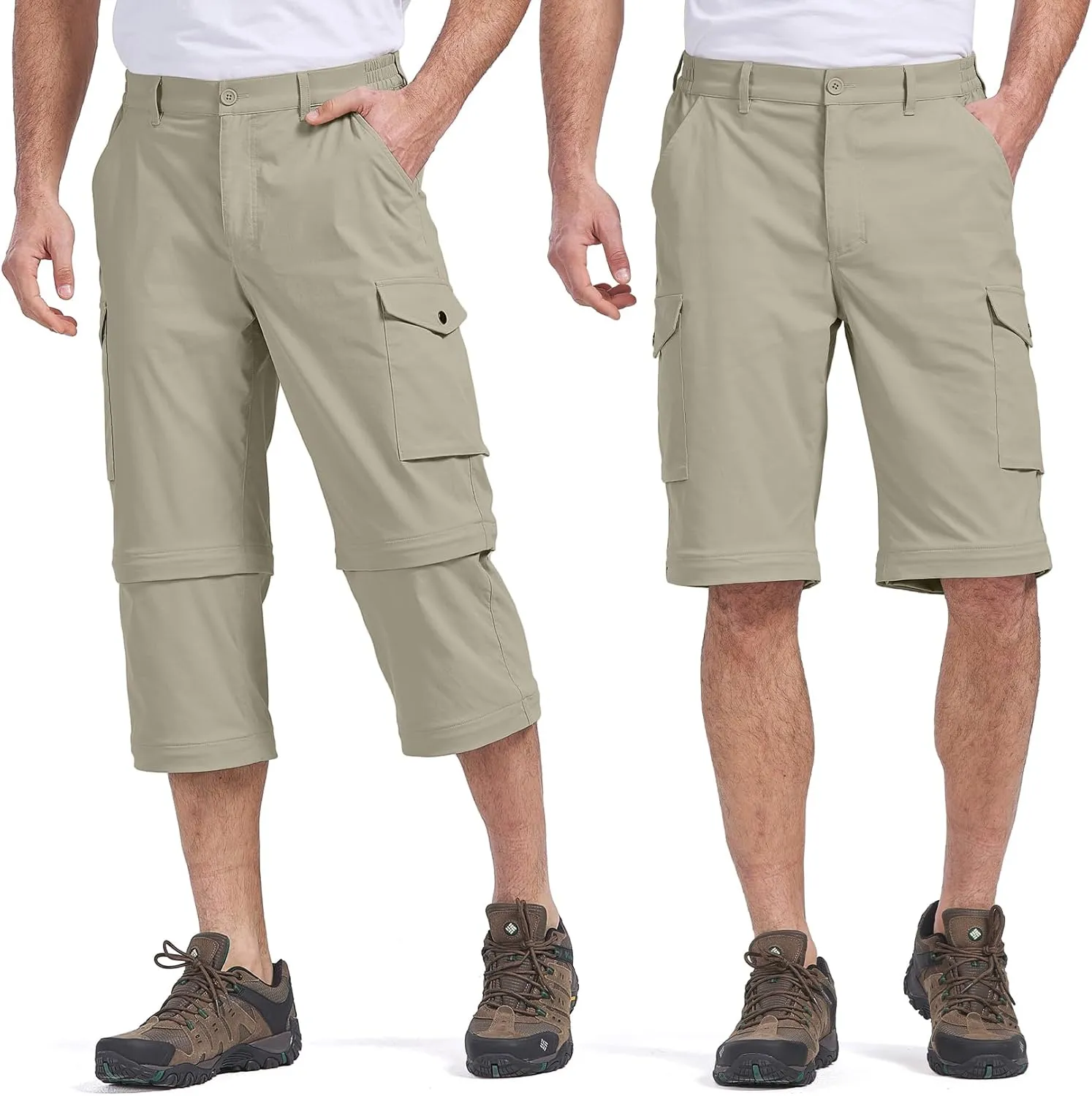 Mens Hiking Pants Convertible Quick-Dry-Stretch-Lightweight Zip-Off Outdoor Waterproof Safari Scouts Fishing Pants