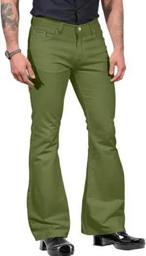 Men's Retro 70s Bell Bottom Pants Stretch Fit Comfortable Flared Legs Classic for Disco Nights 60s Fashion Trend
