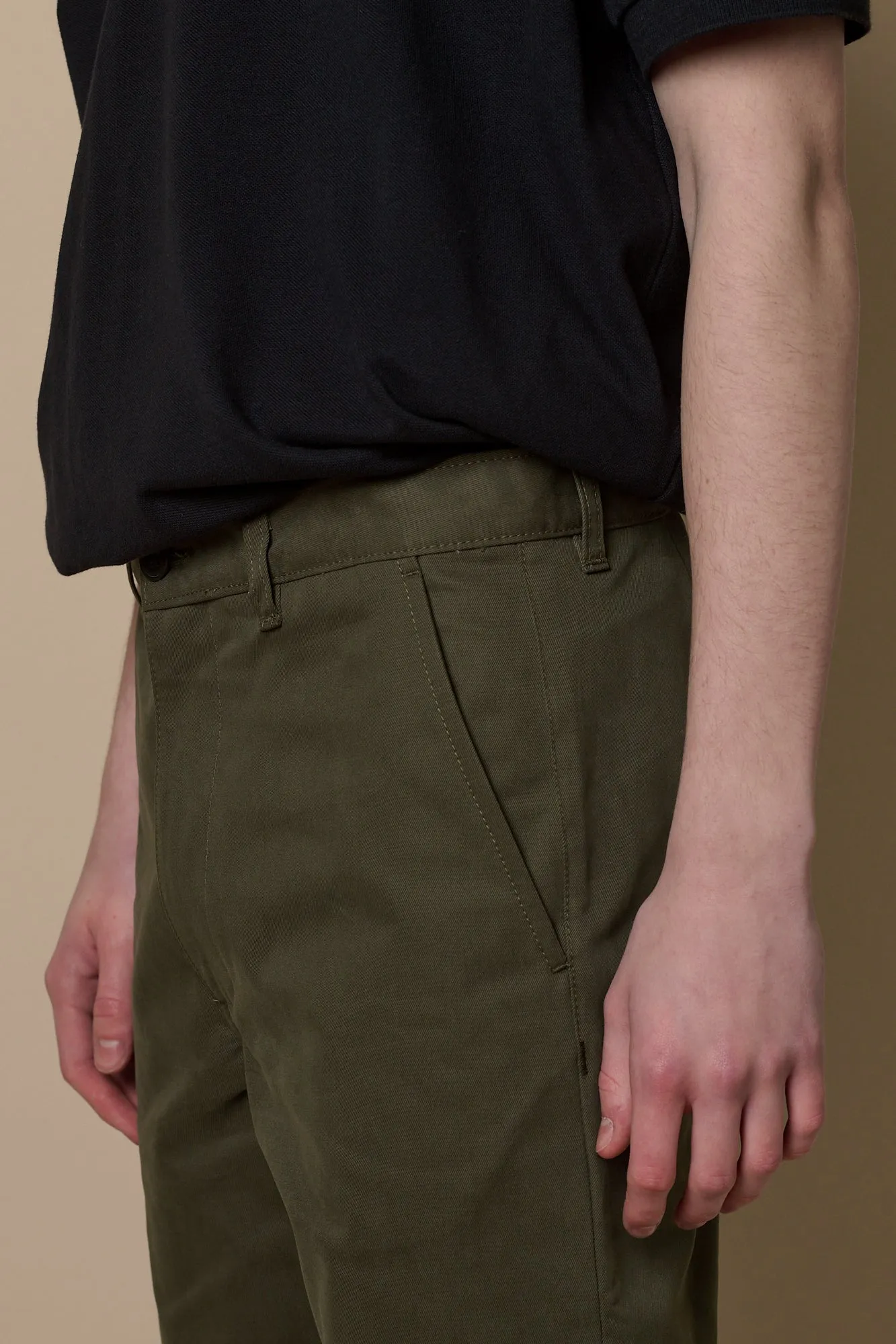 Men's Slim Heavyweight 100% Cotton Twill Chinos - Olive