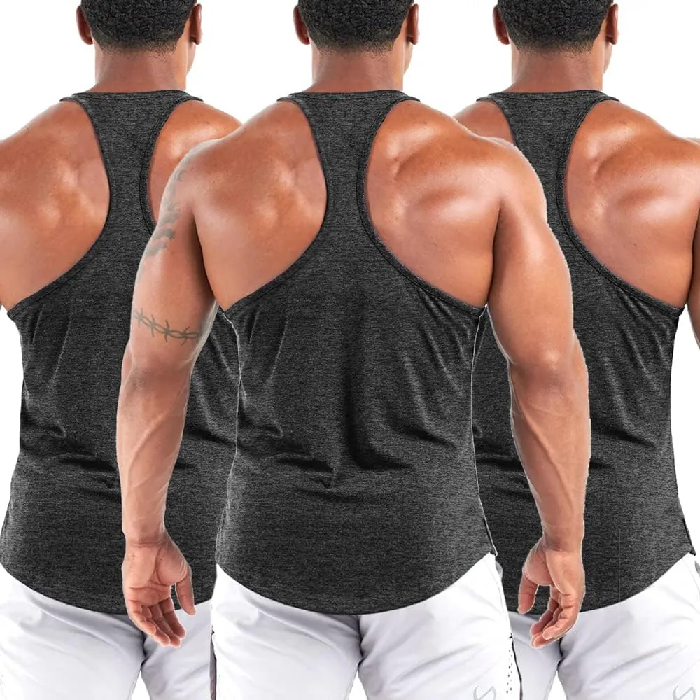 Men's Workout Stringer Tank Tops Athletic Quick Dry Y-Back Tops Bodybuilding Muscle Shirts for Gym1 Or 3 Pack