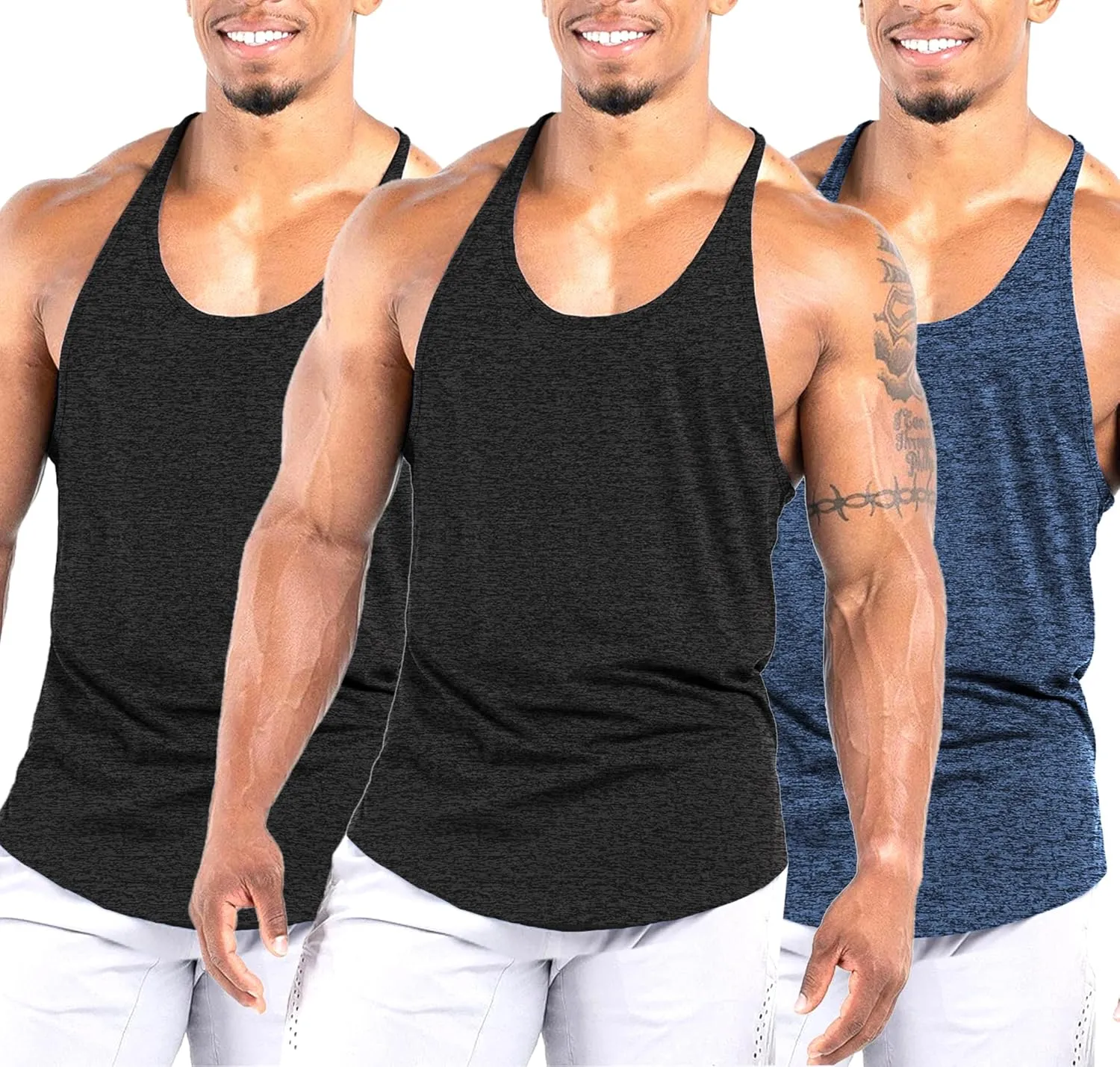 Men's Workout Stringer Tank Tops Athletic Quick Dry Y-Back Tops Bodybuilding Muscle Shirts for Gym1 Or 3 Pack