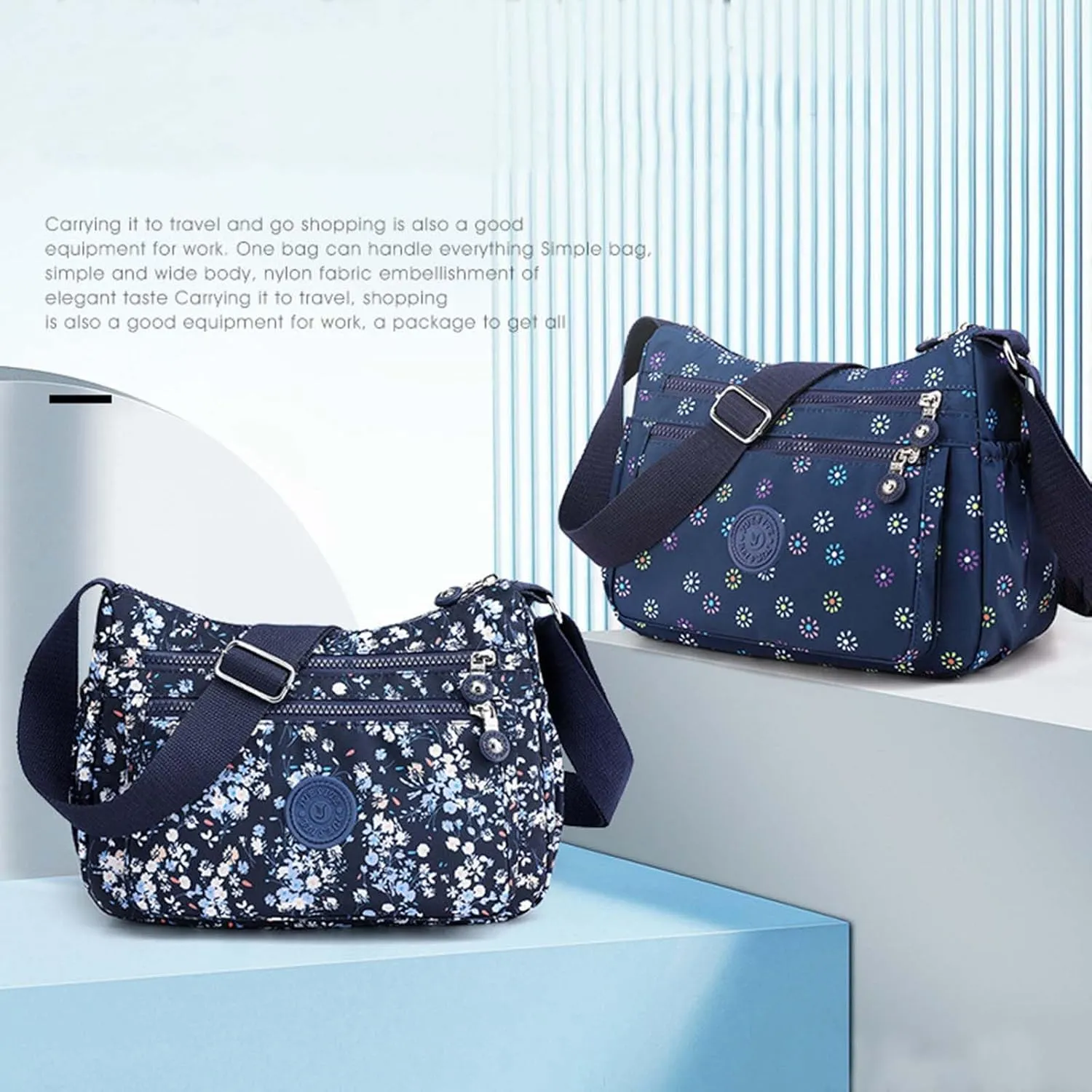 MLAFE Women Shoulder Handbag Nylon Multi-Pocket Crossbody Purse Bags for Women Travel Shoulder Bag for Travel/Shopping/Hiking